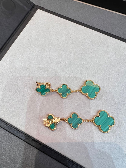 [⭐JeweliWhal]CLOVER MALACHITE 3 MOTIFS GOLD