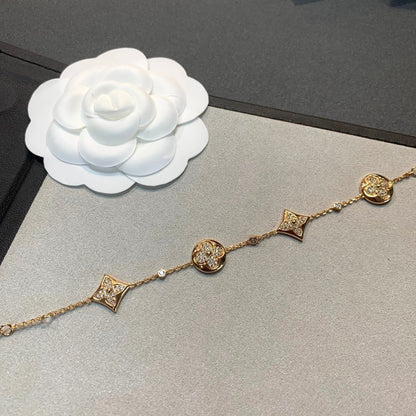 [⭐JeweliWhal]STAR AND SUN 4 MOTIFS GOLD DIAMONDS BRACELET