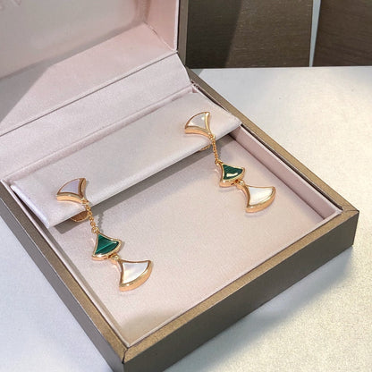 [⭐JeweliWhal]DREAM EARRINGS 3 MOTIFS MALACHITE MOP PINK GOLD