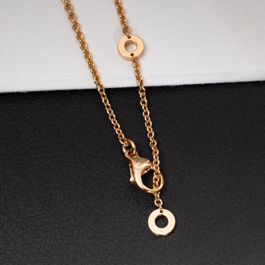 [⭐JeweliWhal]ZERO 1 WHITE CERAMIC PINK GOLD DIAMOND NECKLACE