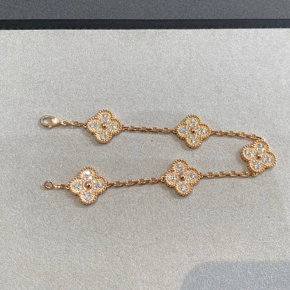 [⭐JeweliWhal] CLOVER 5 MOTIF FULL DIAMOND BRACELET COLLECTION