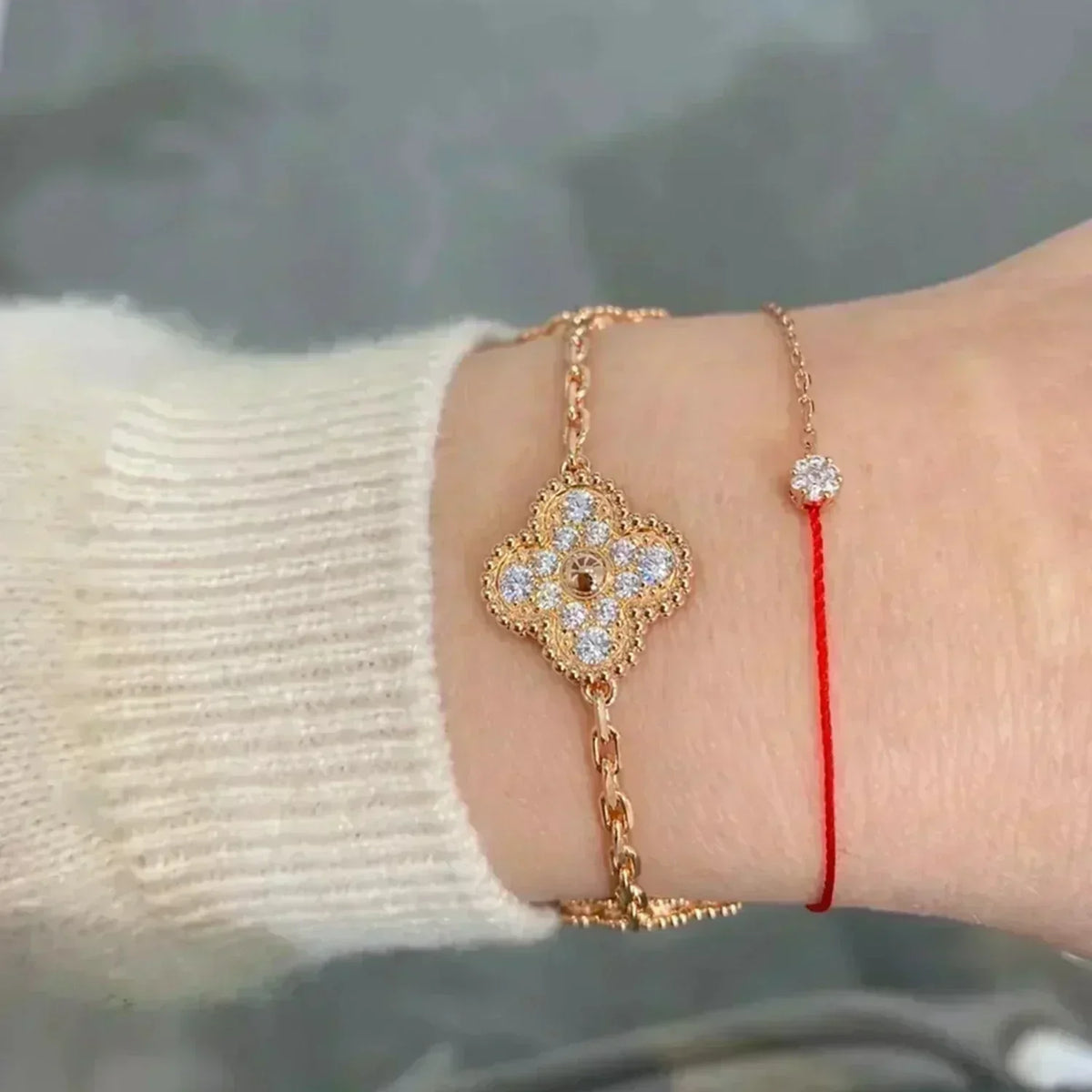 [⭐JeweliWhal] CLOVER 5 MOTIF FULL DIAMOND BRACELET COLLECTION