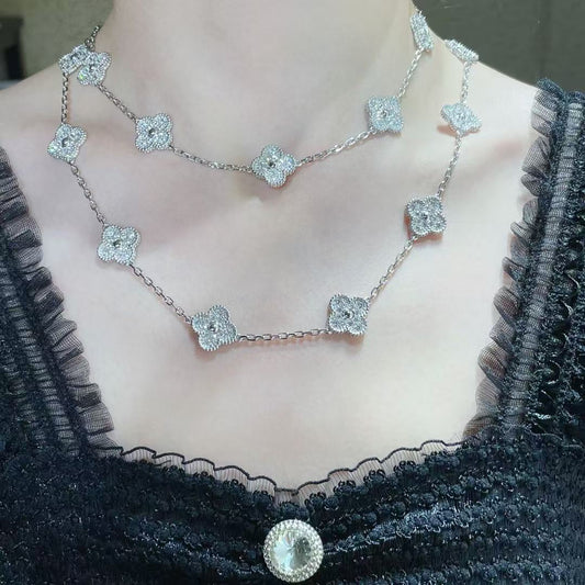 [⭐JeweliWhal]CLOVER 20 MOTIFS FULL-DIAMOND NECKLACE