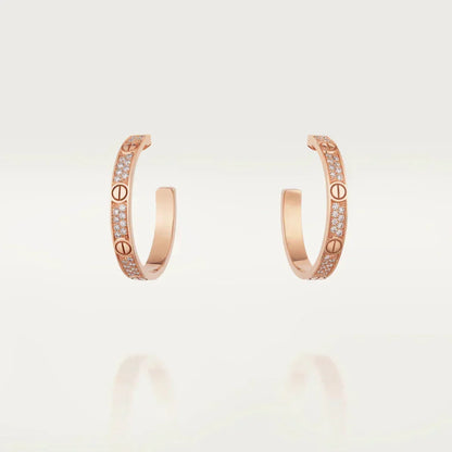 [⭐JeweliWhal]LOVE DIAMOND PINK GOLD HOOP EARRINGS