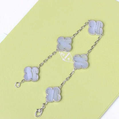 [⭐JeweliWhal] CLOVER 5 MOTIF PURPLE CHALCEDONY BRACELET COLLECTION