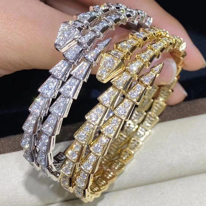 [⭐JeweliWhal]SERPENTI BRACELET GOLD DIAMOND DOUBLE ROW