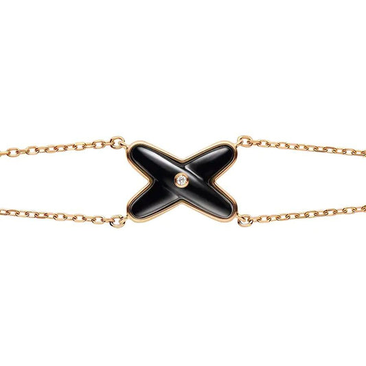 [⭐JeweliWhal]JEUX BRACELET ONYX PINK GOLD 1 DIAMOND