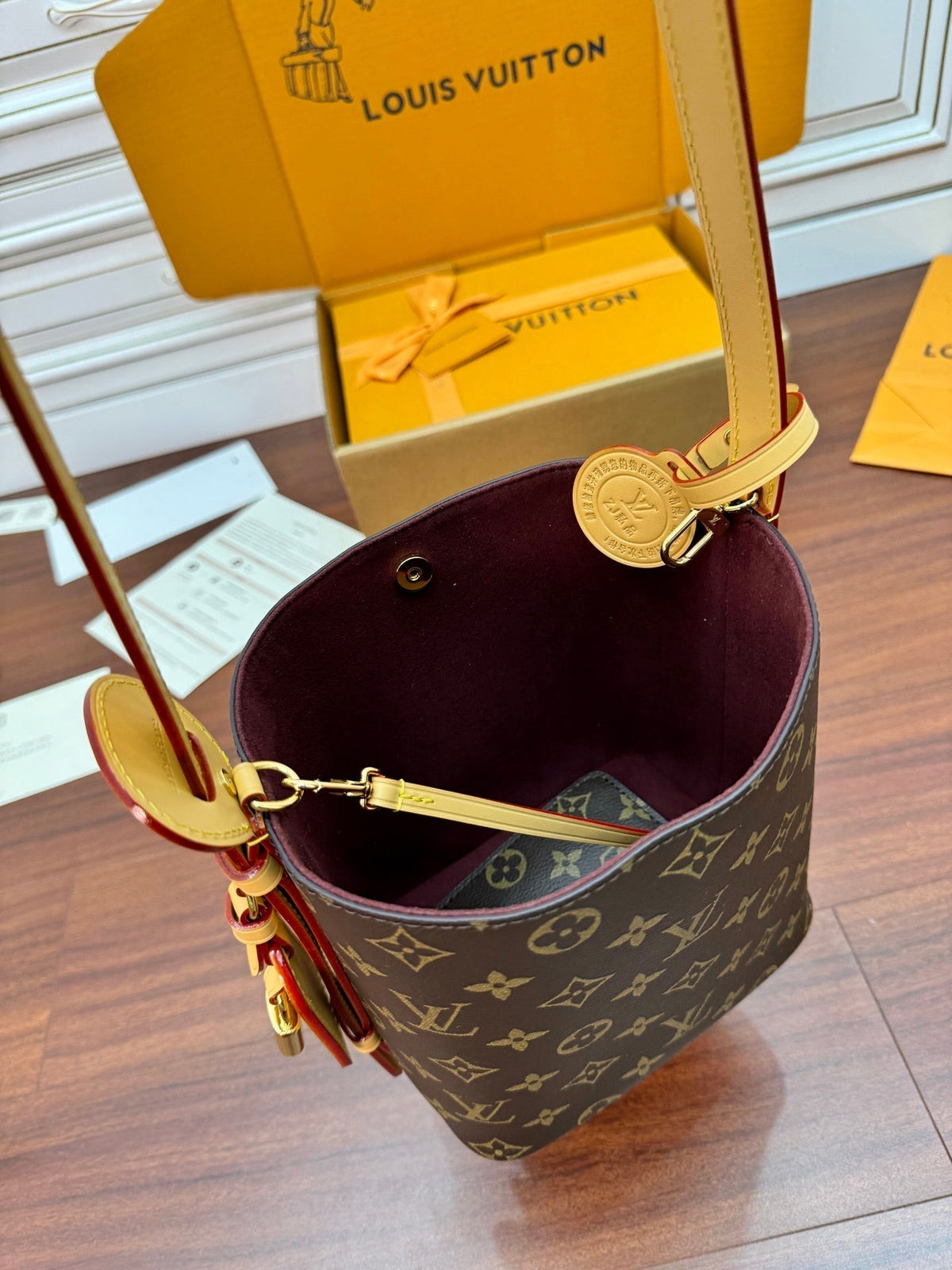 ALL IN BB BAG 18 IN BROWN MONOGRAM COATED CANVAS AND CALFSKIN