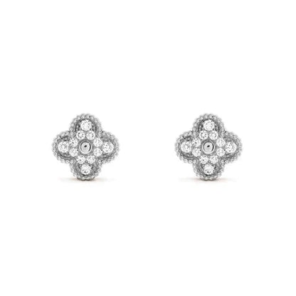 [⭐JeweliWhal]CLOVER 1 MOTIFS DIAMOND STUD EARRINGS SILVER