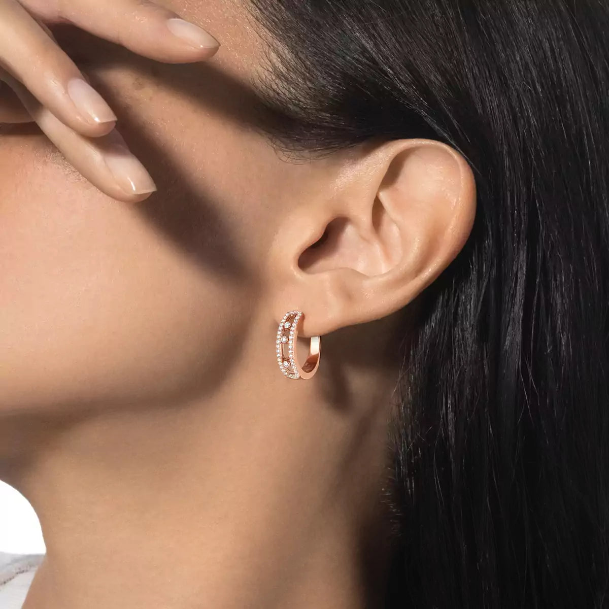 [⭐JeweliWhal]Diamond Pave_ Hoop Earrings Move