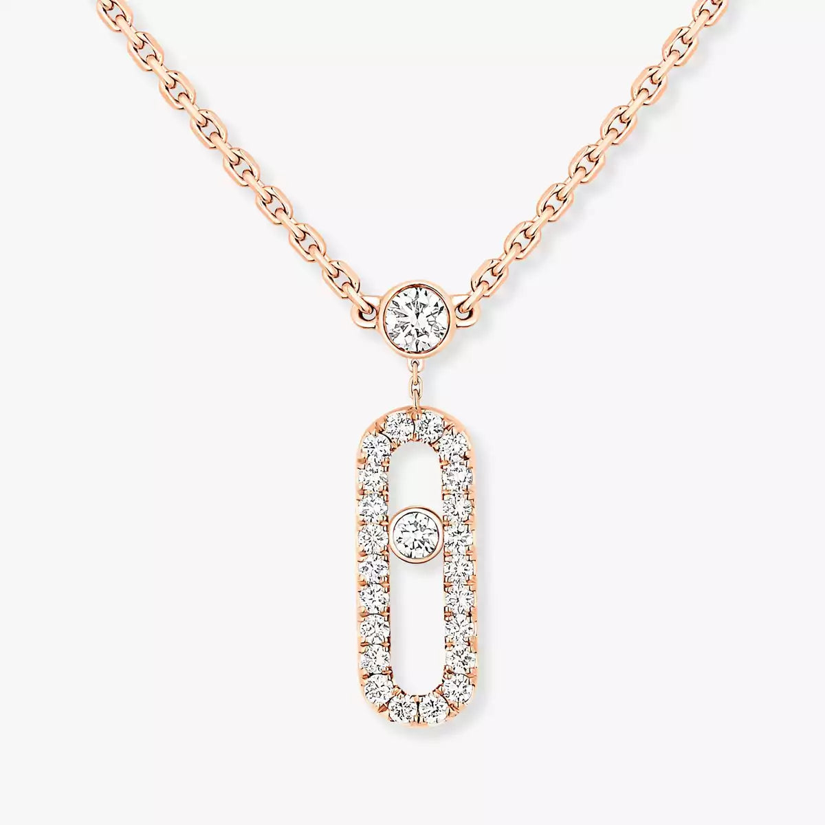 [⭐JeweliWhal]2 Rows Rose Gold Diamond Pave_ Necklace Move Uno