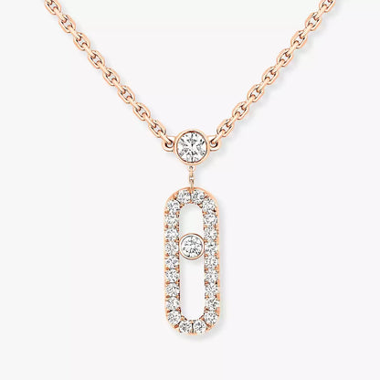 [⭐JeweliWhal]2 Rows Rose Gold Diamond Pave_ Necklace Move Uno