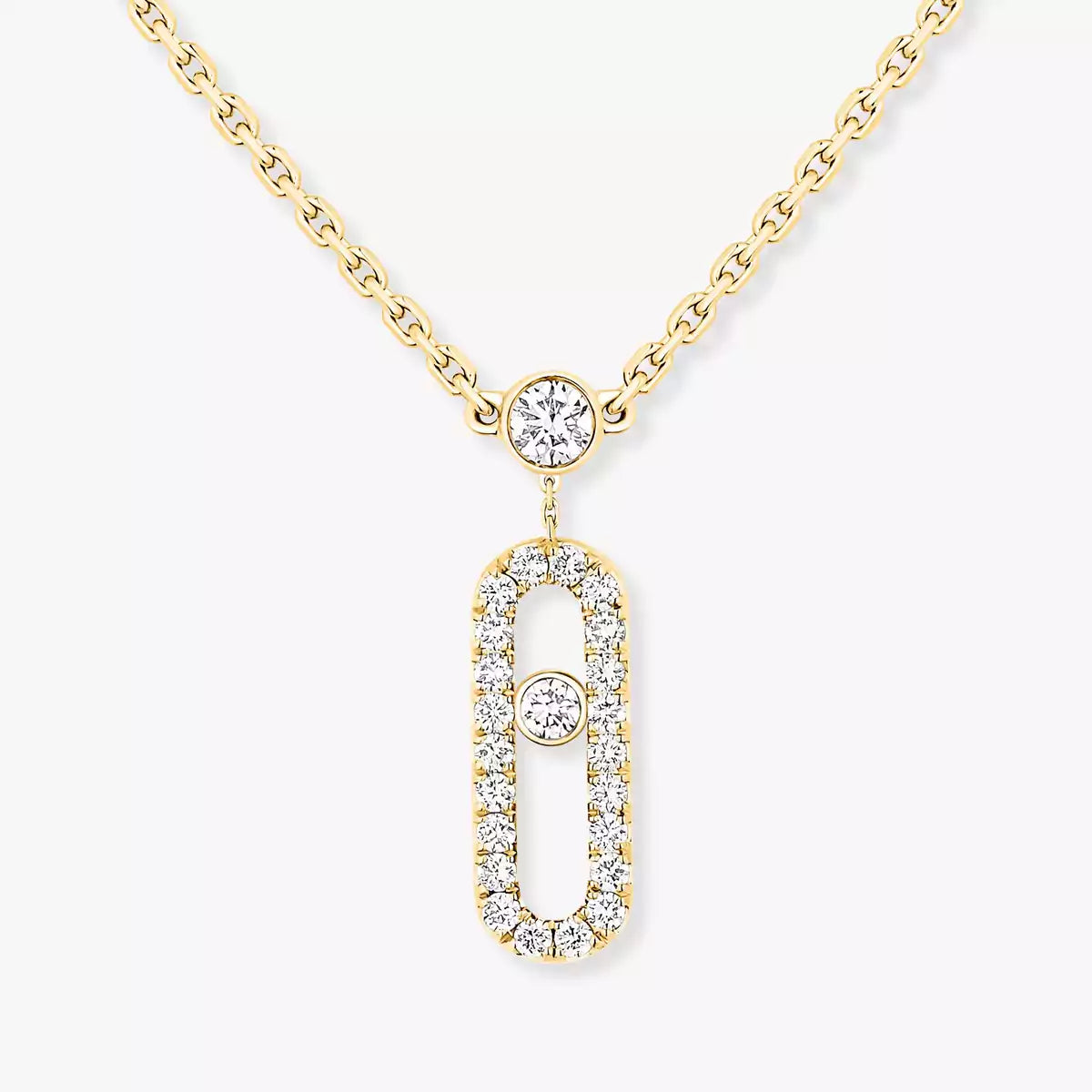 [⭐JeweliWhal]2 Rows Rose Gold Diamond Pave_ Necklace Move Uno