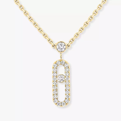 [⭐JeweliWhal]2 Rows Rose Gold Diamond Pave_ Necklace Move Uno