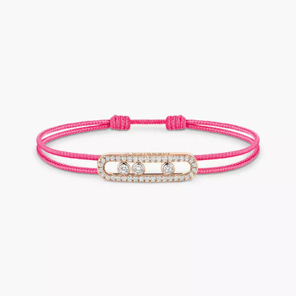 [⭐JeweliWhal]Messika Care(s) pink cord pavé bracelet