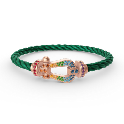 [⭐JeweliWhal]FORCE LARGE HORSESHOE  COLORED DIAMOND BRACELET ROSE GOLD