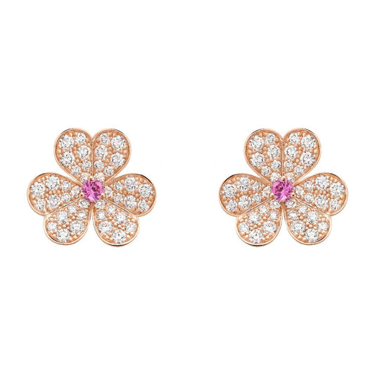 [⭐JeweliWhal]FRIVOLE PINK GOLD FLOWER DIAMOND EARRINGS