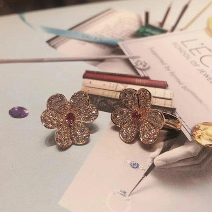 [⭐JeweliWhal]FRIVOLE PINK GOLD FLOWER DIAMOND EARRINGS