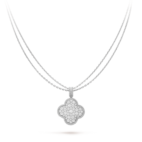 [⭐JeweliWhal]CLOVER 25MM SILVER FULL DIAMOND BIG CLOVER NECKLACE