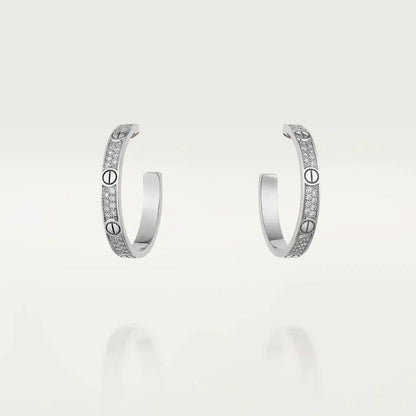 [⭐JeweliWhal]LOVE DIAMOND SILVER HOOP EARRINGS